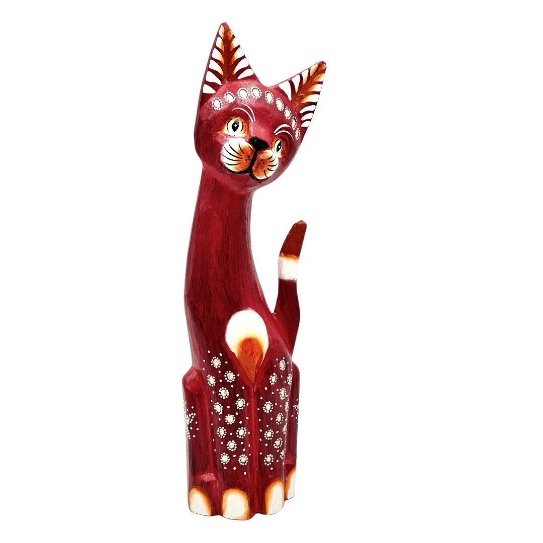Kot Kotek Figurka Drewniana Ozdobna Unikatowa Dekoracja Lub Prezent 30cm
