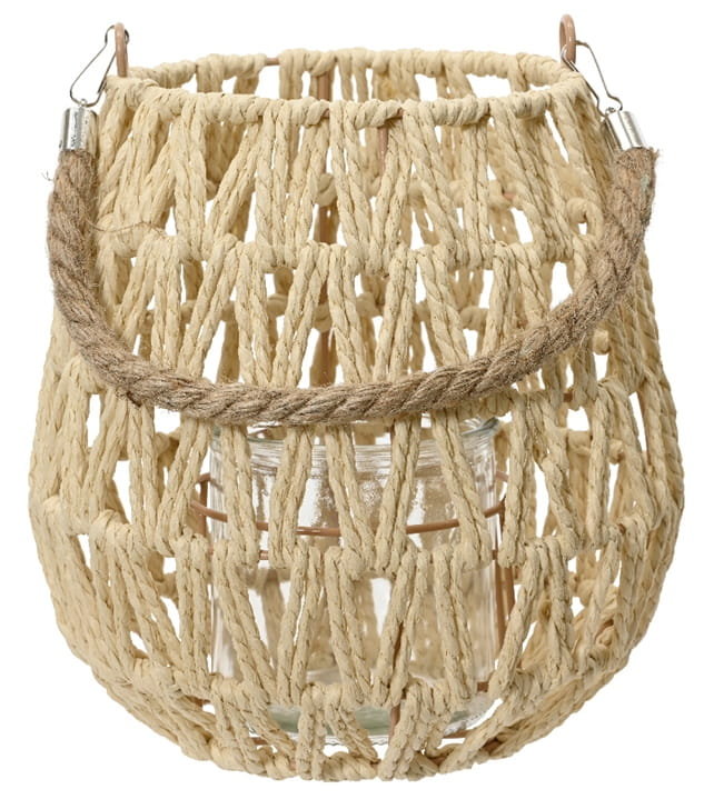 Latarnia papierowa 21x22cm Świecznik z uchwytem i szklanym kubkiem