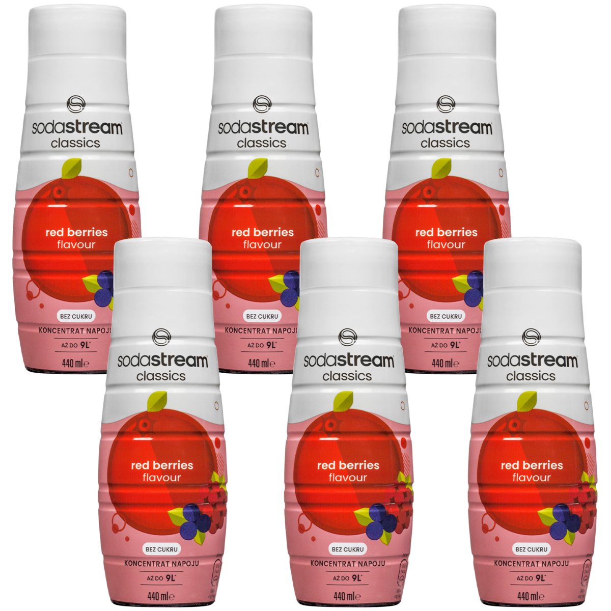 6x SYROP SODASTREAM RED BERRIES ZERO OWOCE LEŚNE KONCENTRAT DO WODY 440 ml