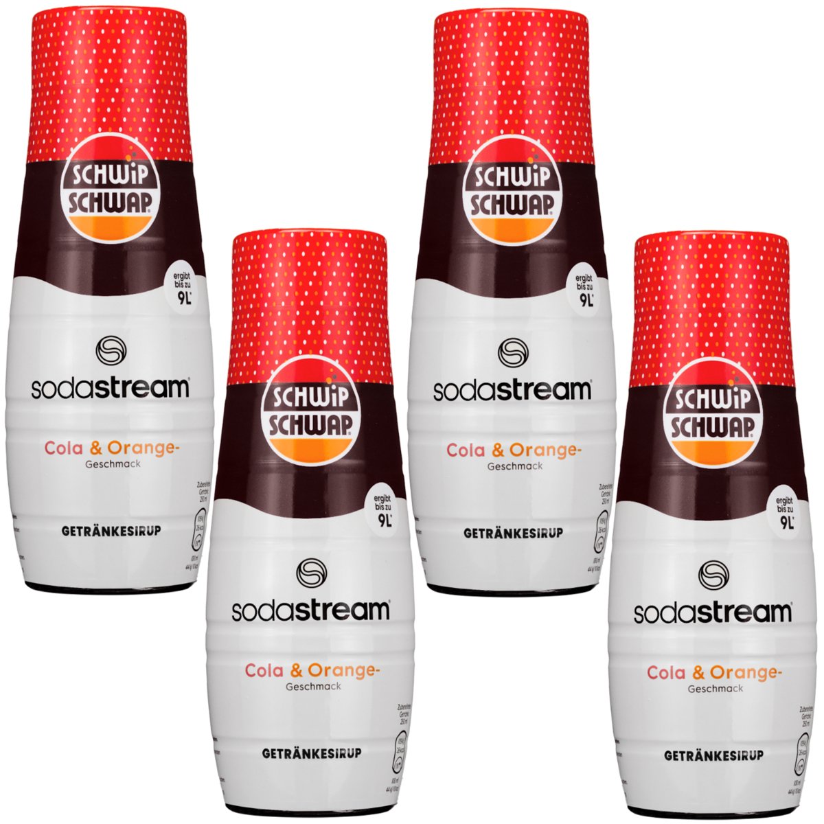 4x SYROP KONCENTRAT SODASTREAM SCHWIP SCHWAP COLA POMARAŃCZA 440 ml