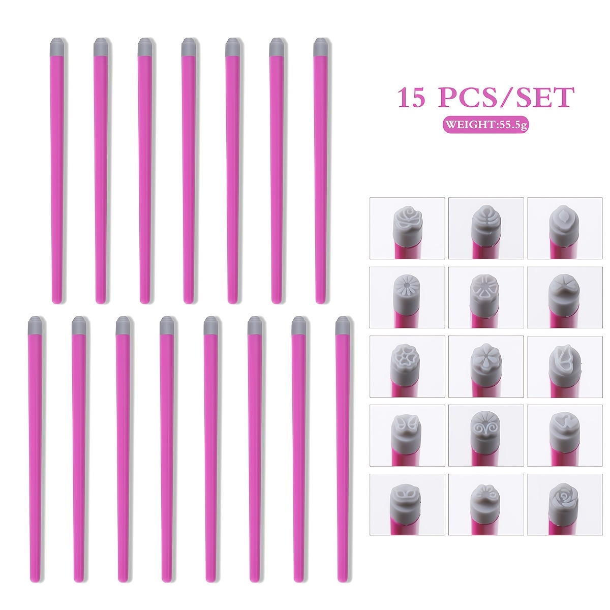 TEMU 4/6/10/15 Sztuk/zestaw Zestaw Piórek Do Stempelowania Nail Art, Narzędzie Do Przeprowadzania Transferu Nail Art Z Motywem Kwiatów I Motyli,
