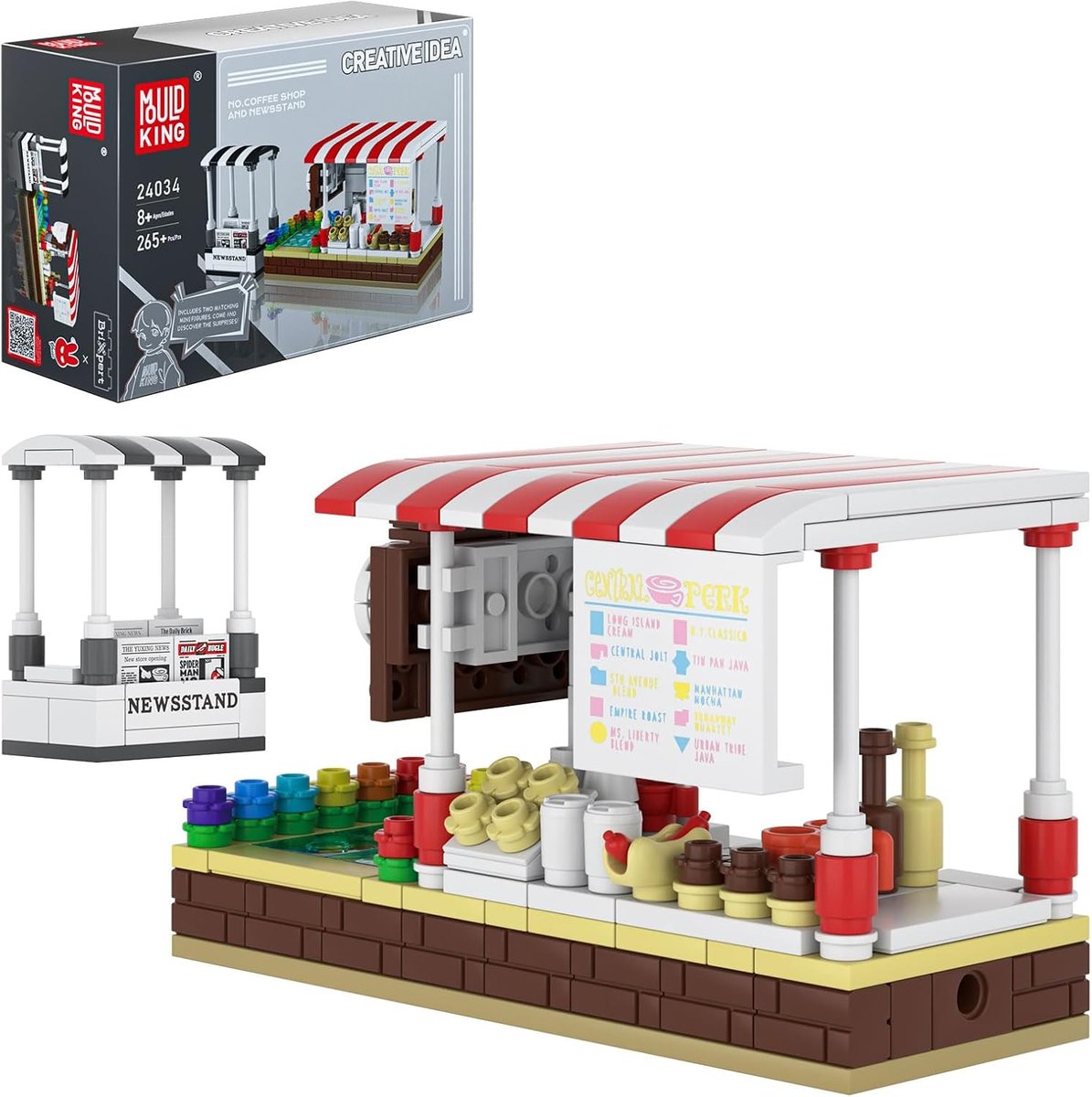 KLOCKI KONSTRUKCYJNE MOULD KING 24034 STOISKO Z KAWĄ I KIOSKIEM 265 EL.