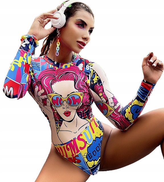 STRÓJ KĄPIELOWY JEDNOCZĘŚCIOWY DŁUGI RĘKAW BODY XL