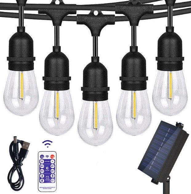 SOLARNA GIRLANDA LAMPKI OGRODOWE BALKONOWE 5M 10 LED PILOT S14 ŁAŃCUCH