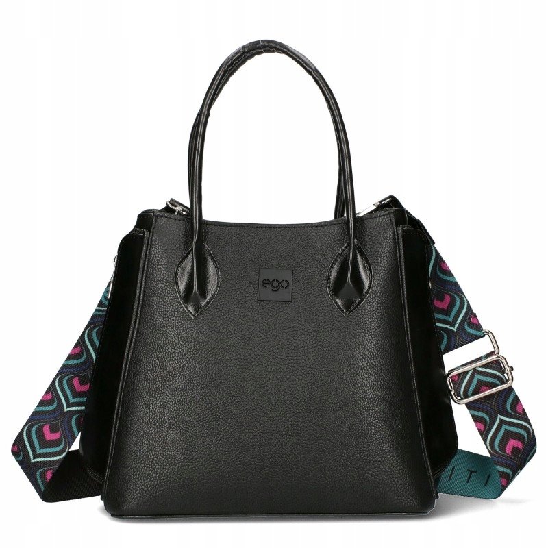 Torebka Damska Ego Ekoskóra Listonoszka Pojemna Shopper Na Ramię Czarna