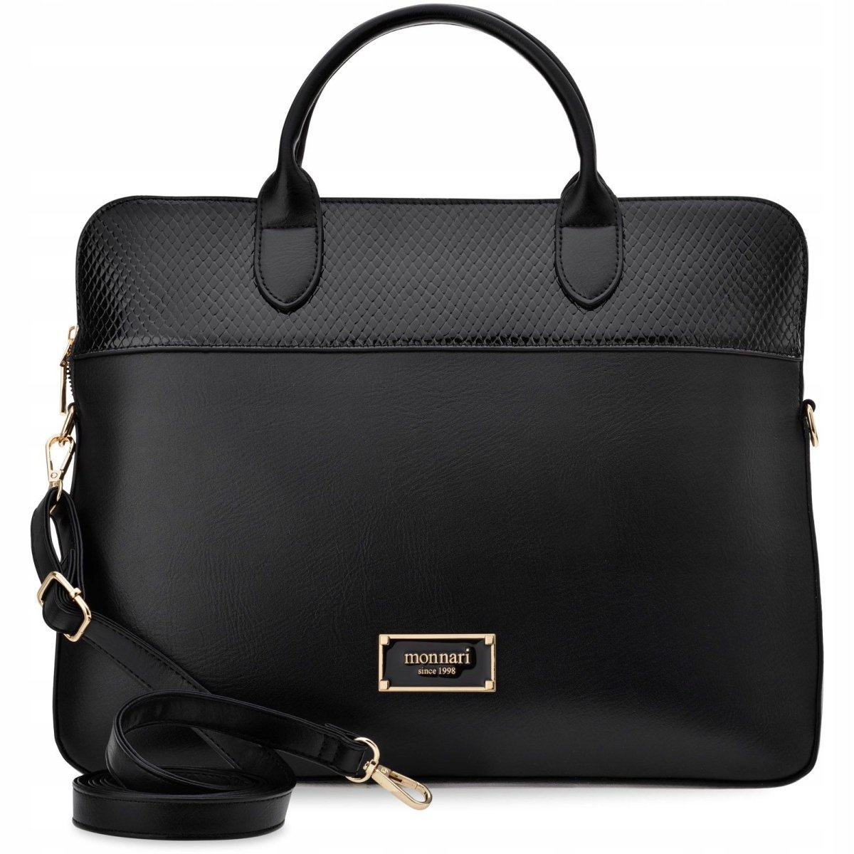 Monnari Aktówka Damska Elegancka Torba Na Laptopa Torebka Laptopówka Czarna