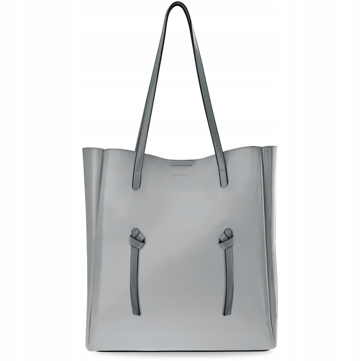Torba Damska Duża Torebka Szara Monnari Shopper Lakierowana + Organizer
