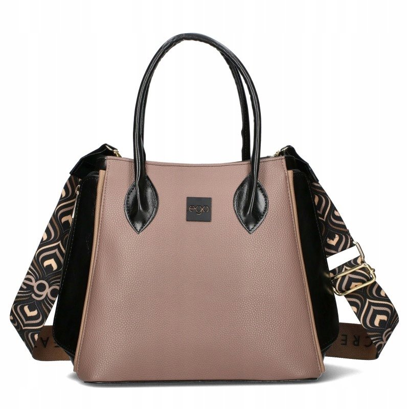 Torebka Damska Ego Ekoskóra Listonoszka Pojemna Shopper Na Ramię Brązowa