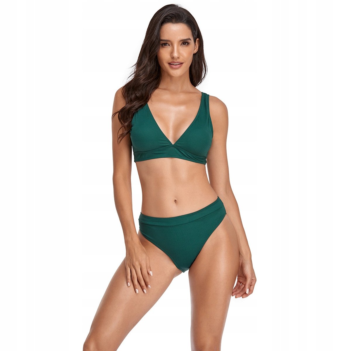 STRÓJ KĄPIELOWY BIKINI SPORTOWY ZIELONY MODNY SLOGGI GŁADKI SEKSOWNY S