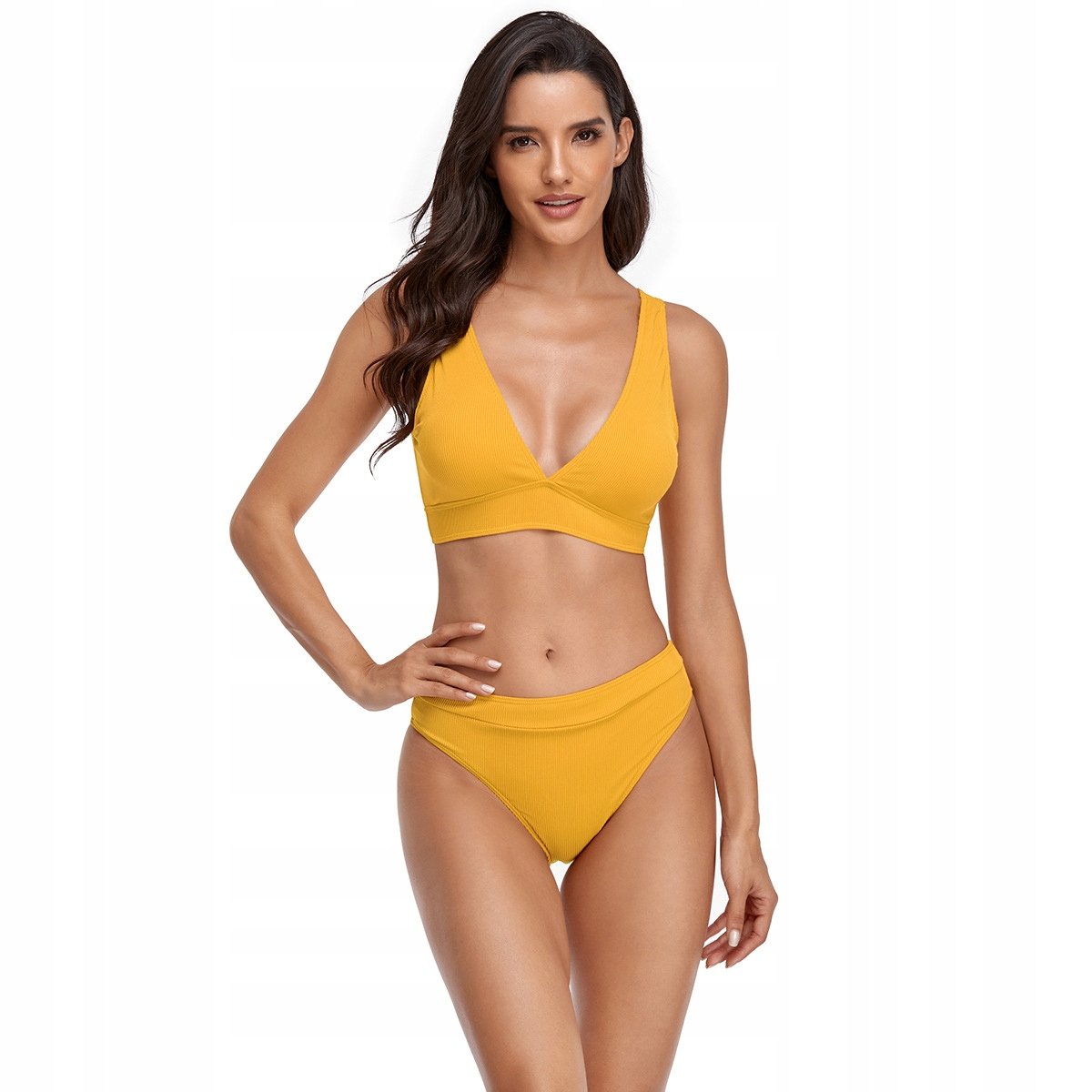 STRÓJ KĄPIELOWY BIKINI SPORTOWY ŻÓŁTY MODNY SLOGGI GŁADKI SEKSOWNY XL