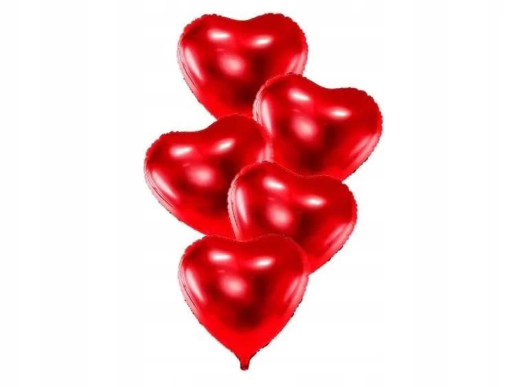 Balony Czerwone Serca Walentynki ślub Wesele 5 Szt
