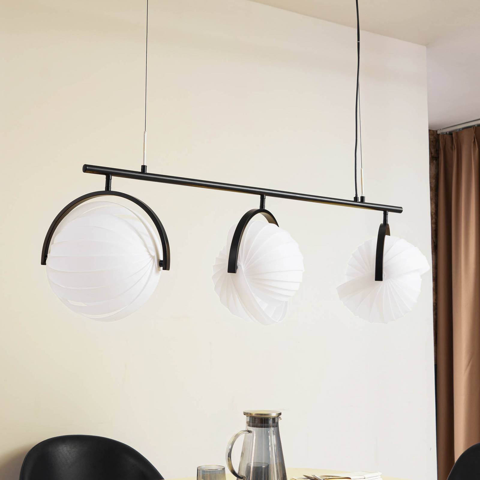 Lampa wisząca Lucande Helva, biały/czarny, 3-punktowa, 108 cm