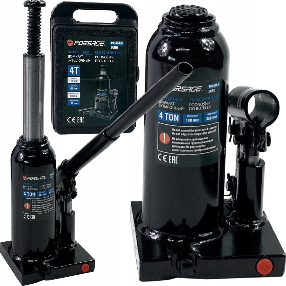 Forsage Lewarek hydrauliczny 4t z zaworem h min 180mm, h max 340mm w walizce