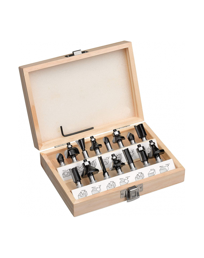 Einhell HM cutter set, 15 pieces, for routers shank 8mm