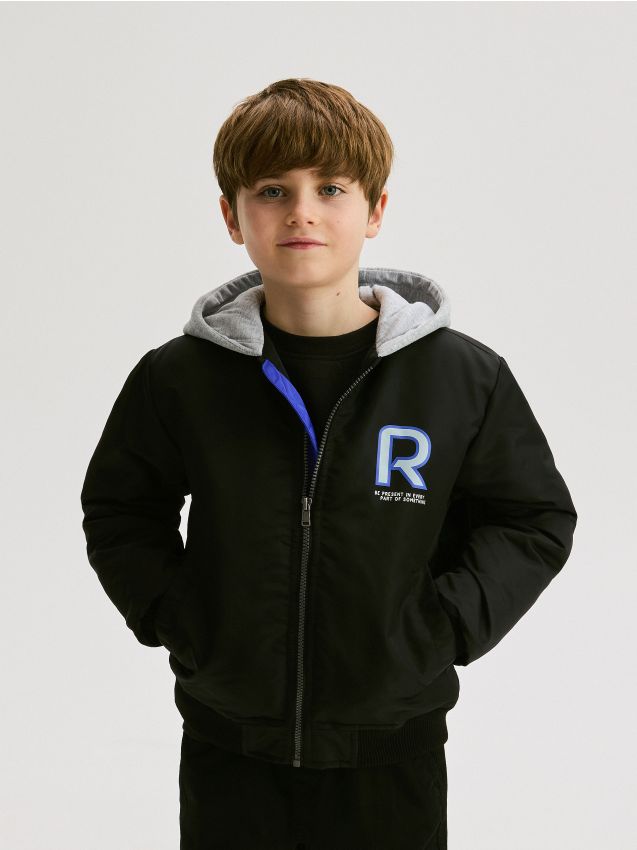 Reserved - Kurtka bomber z kapturem - czarny