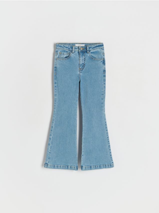 Reserved - Jeansy flare high waist - niebieski