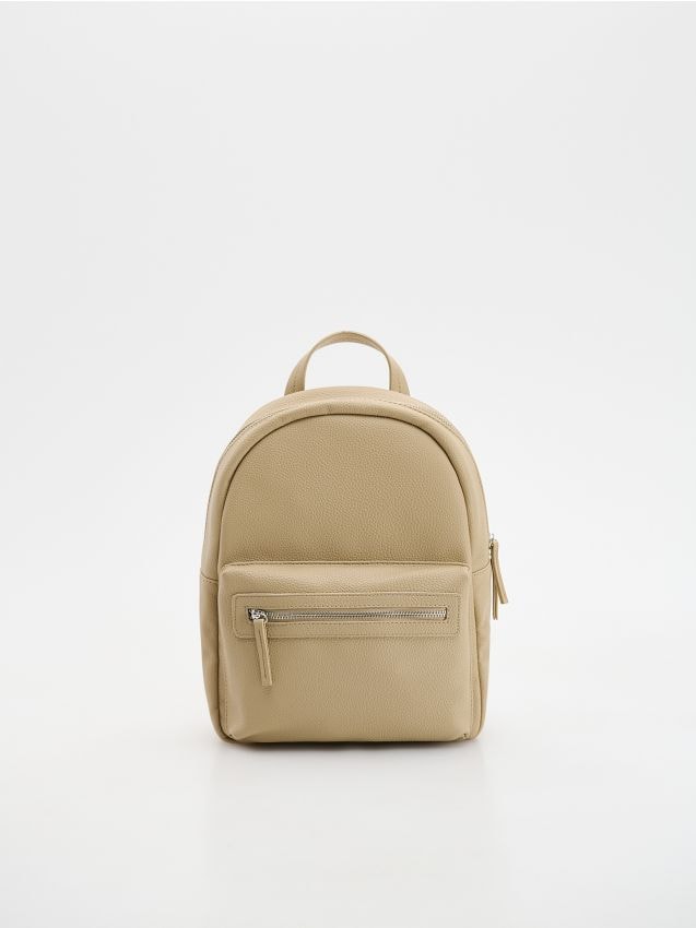 Reserved - Plecak z imitacji skóry - beżowy