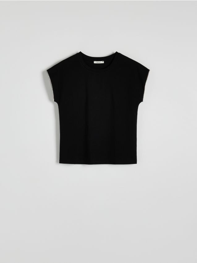 Reserved - T-shirt regular ze zdobieniem - czarny