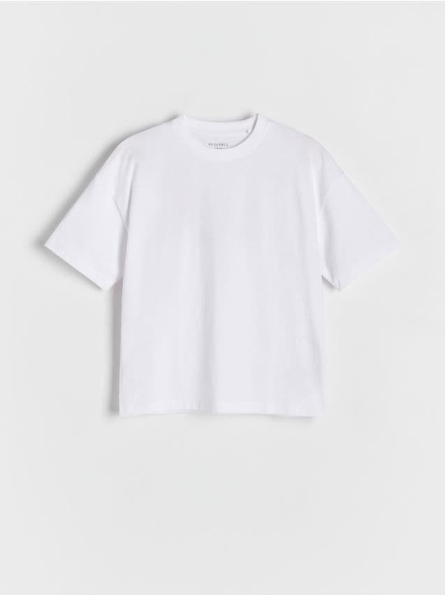Reserved - Gładki t-shirt basic - biały