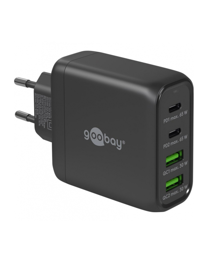 goobay USB-C multiport quick charger, PD, GaN, 68 watts black, 2x USB-C, 2x USB-A, Power Delivery, QuickCharge 64817