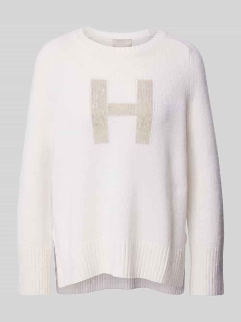 Sweter z dzianiny z nadrukiem z logo