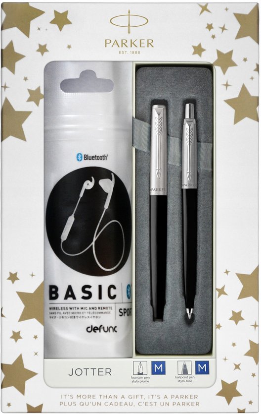 Zestaw prezentowy pióro i długopis Parker JOTTER czarny + Słuchawki