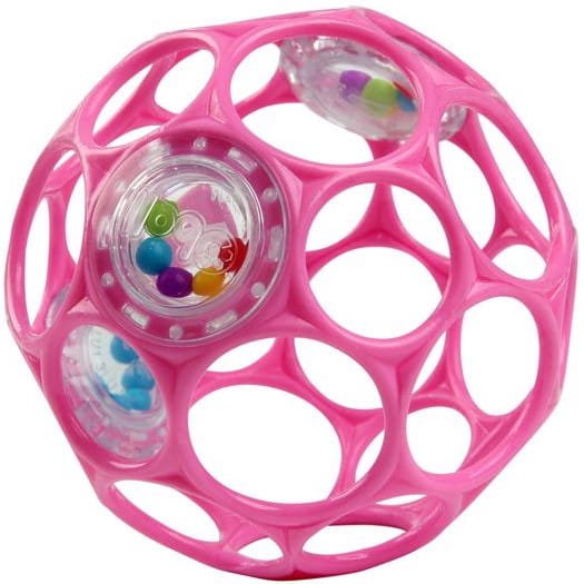OBALL Piłka z grzechotką 10 cm różowa 0m+