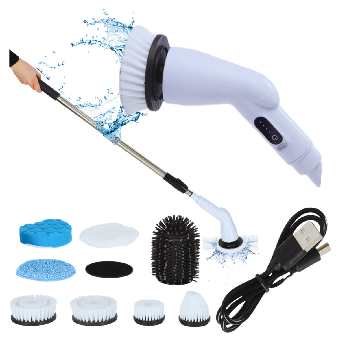 Mop Obrotowy Elektryczna Szczotka Do Czyszczenia 9 Głowicami Szczotkującymi