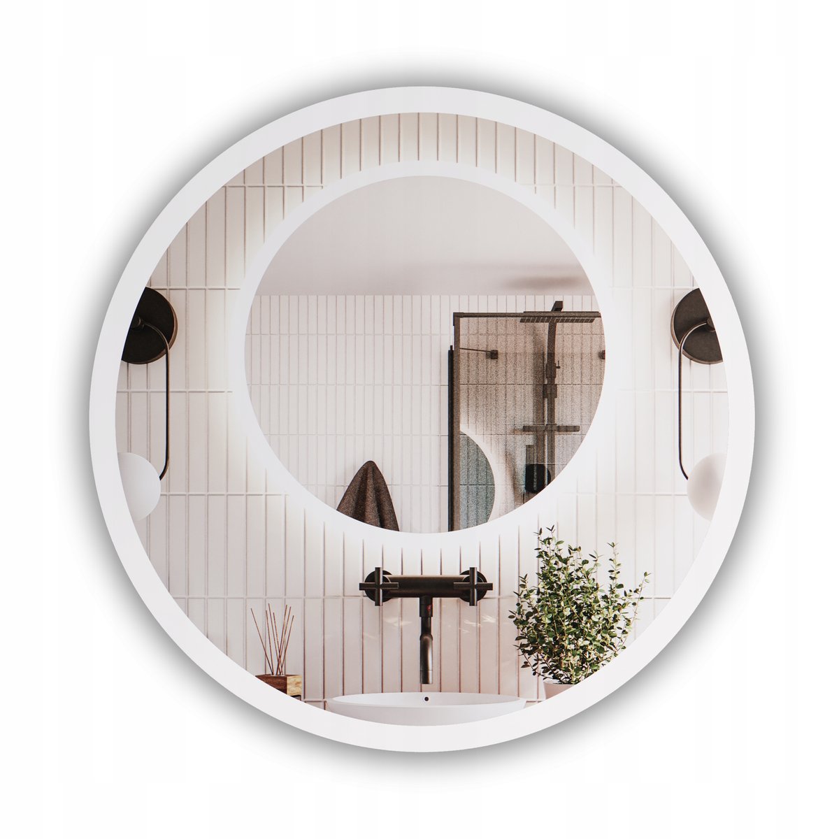 LUSTRO OKRĄGŁE LED PODŚWIETLANE ŁAZIENKOWE ŚREDNICA FI 90cm