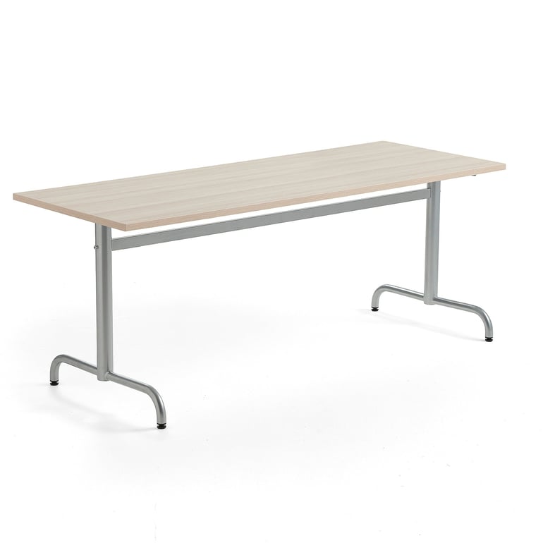 Stół PLURAL PLUS, 1800x700x720 mm, laminat HPL, redukcja hałasu, jesion, srebrny