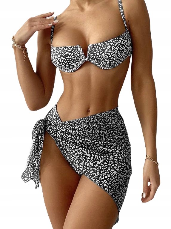 STRÓJ KĄPIELOWY 3-CZĘŚCIOWY BIKINI SPÓDNICZKA S