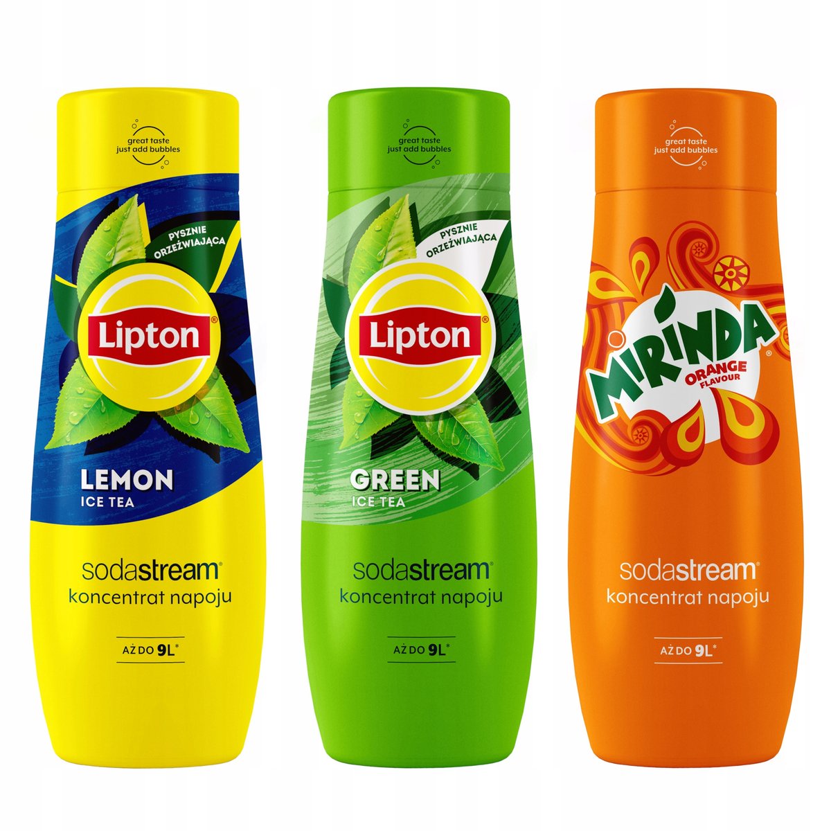 Zestaw 3 koncentratów SodaStream Lipton Lemon+Green+Mirinda