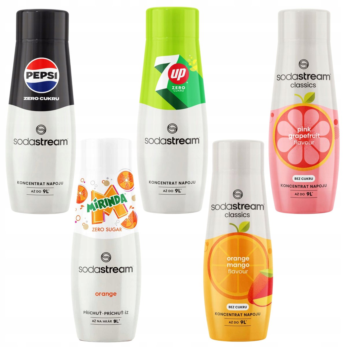 SODASTREAM 7Up Zero+ Orange-Mango+ Grape+ Pepsi Zero+ Mirinda Zero syropy