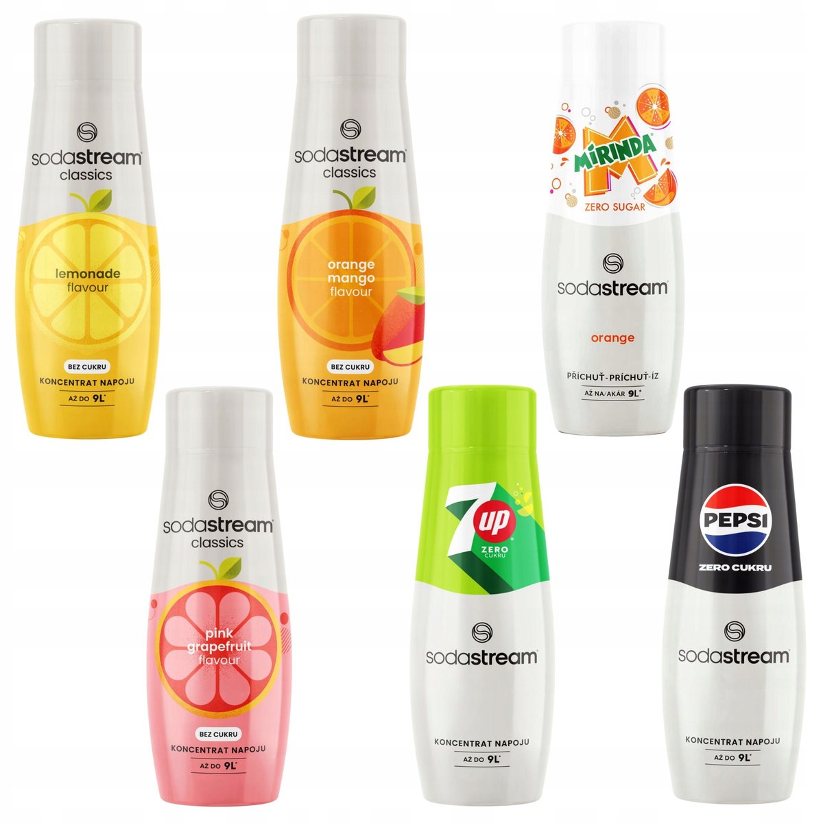SYROP SODASTREAM PEPSI MAX, 7UP FREE, MIRINDA ZERO, MANGO, GREJPFRUT, LEMON