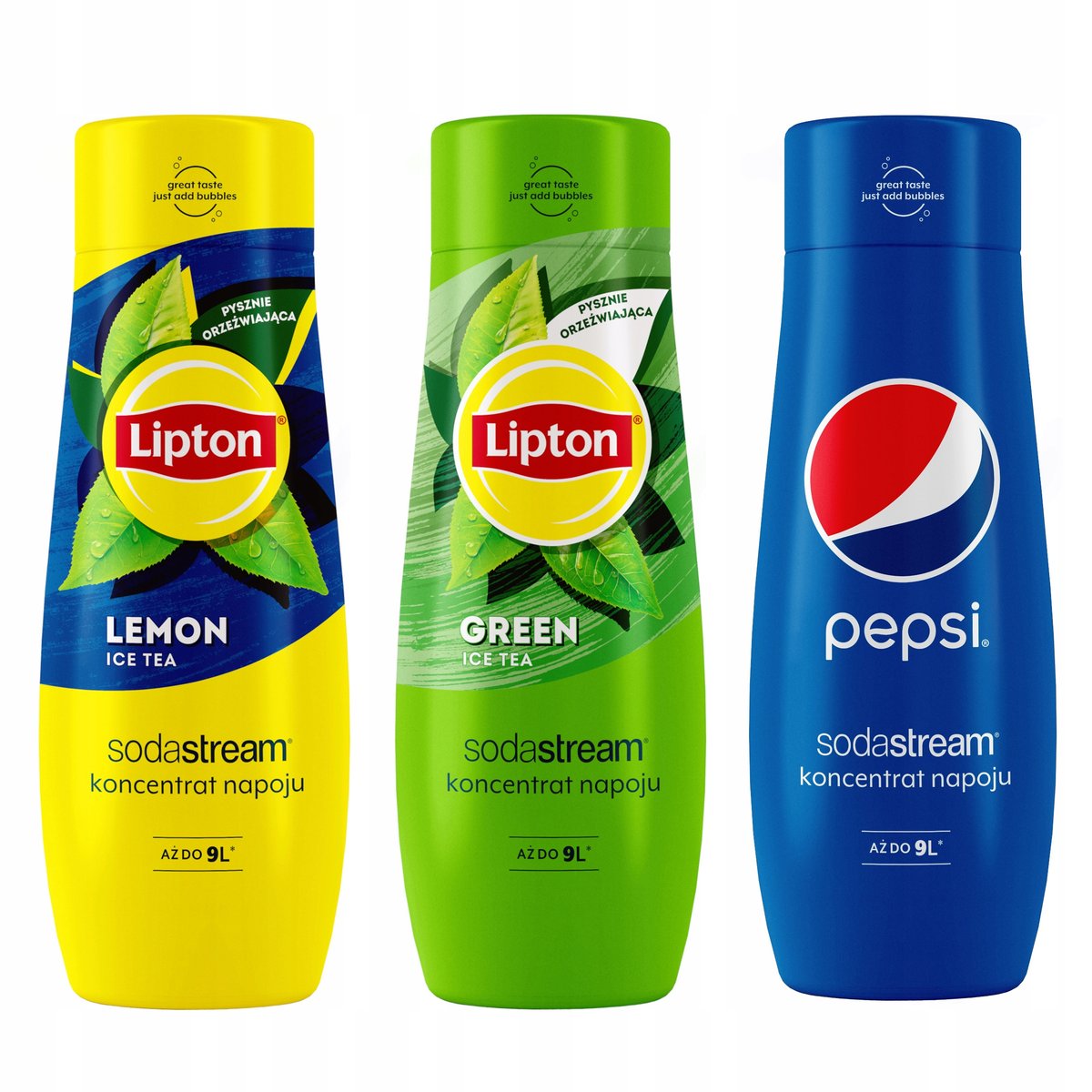 Zestaw 3 koncentratów SodaStream Lipton Lemon+Green+Pepsi