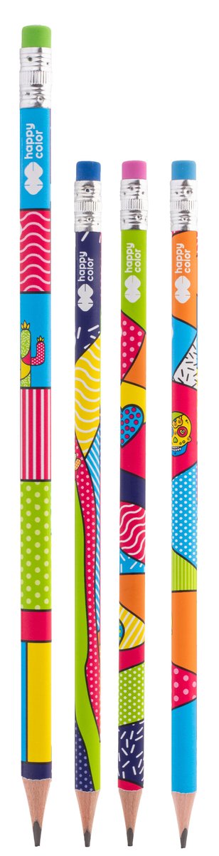 Ołówek trójkątny z gumką 2B POP Happy Color
