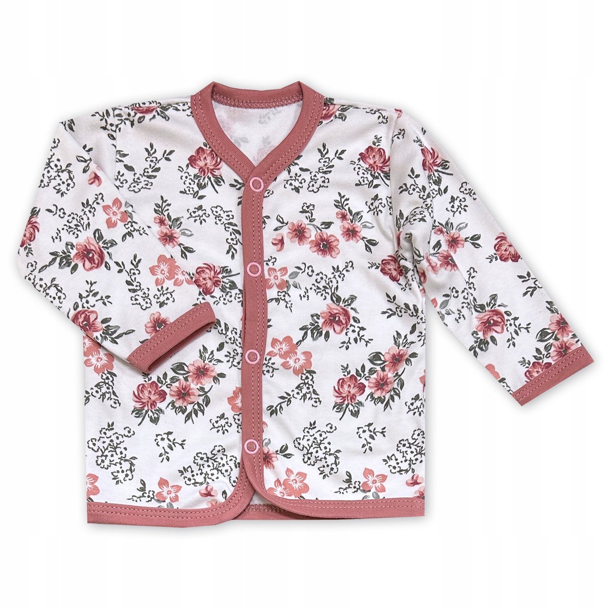 KAFTAN kaftanik 56 KOSZULKA bluzka rozpinana dla noworodka w RÓŻE