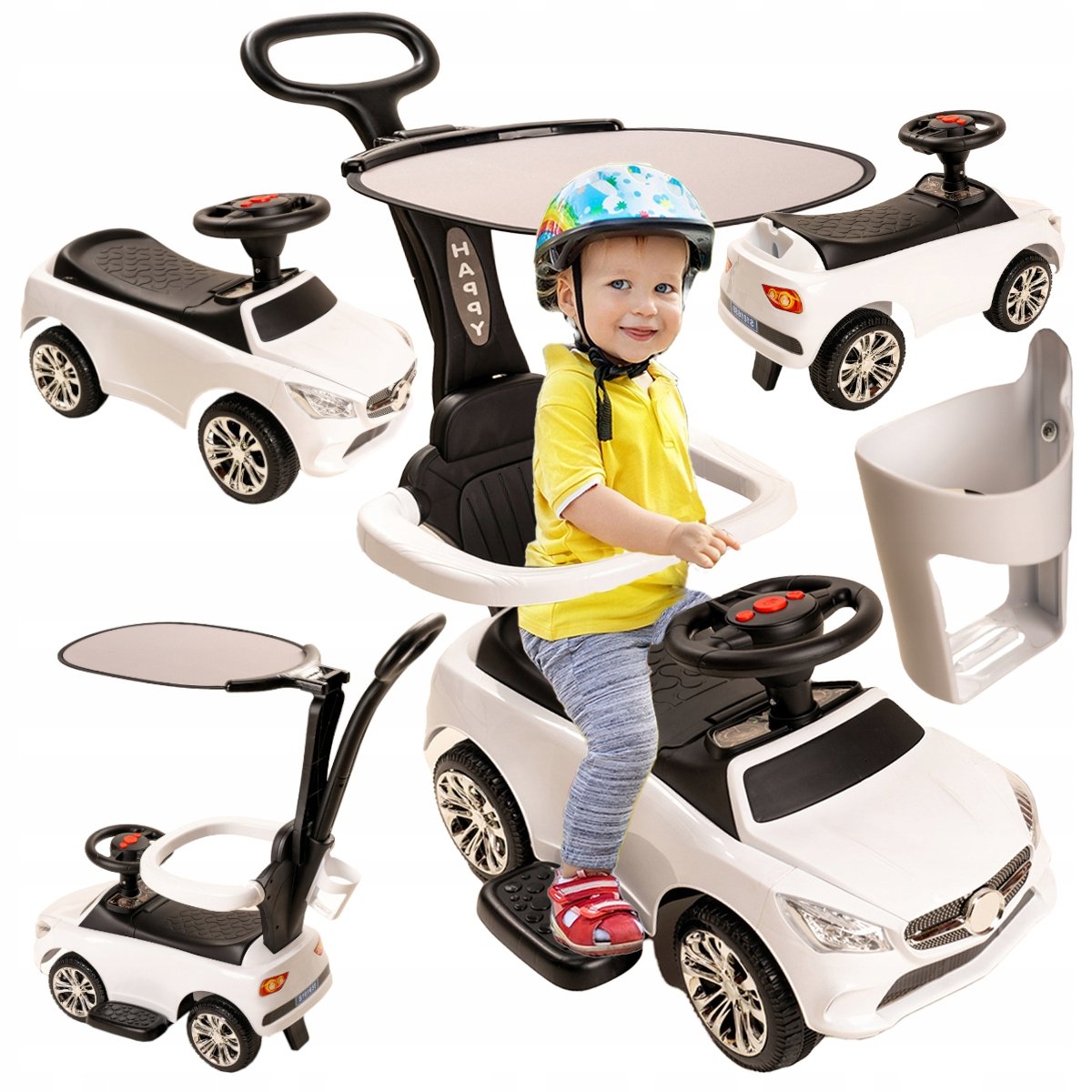 Jeździk Pchacz Samochód Sterowany Ręcznie Muzyka Światła Daszek Na Roczek