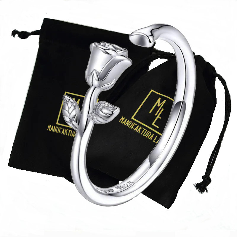 Pierścionek Srebrny Srebro 925 Damski Róża Kwiatek Prezent Manufaktura Łącka