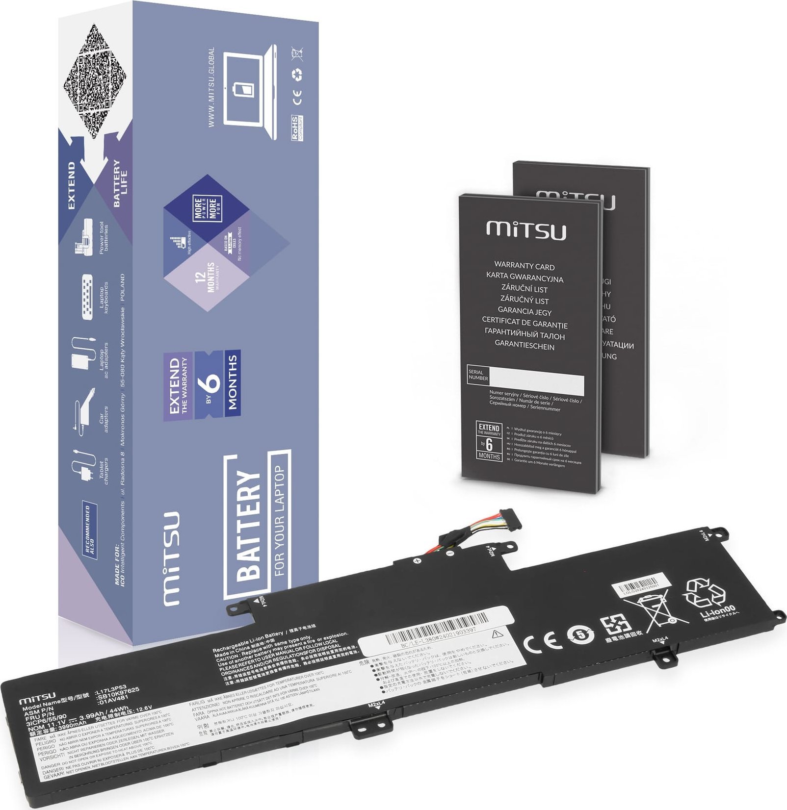 Bateria Mitsu Bateria Mitsu do Lenovo ThinkPad Yoga L380, L390