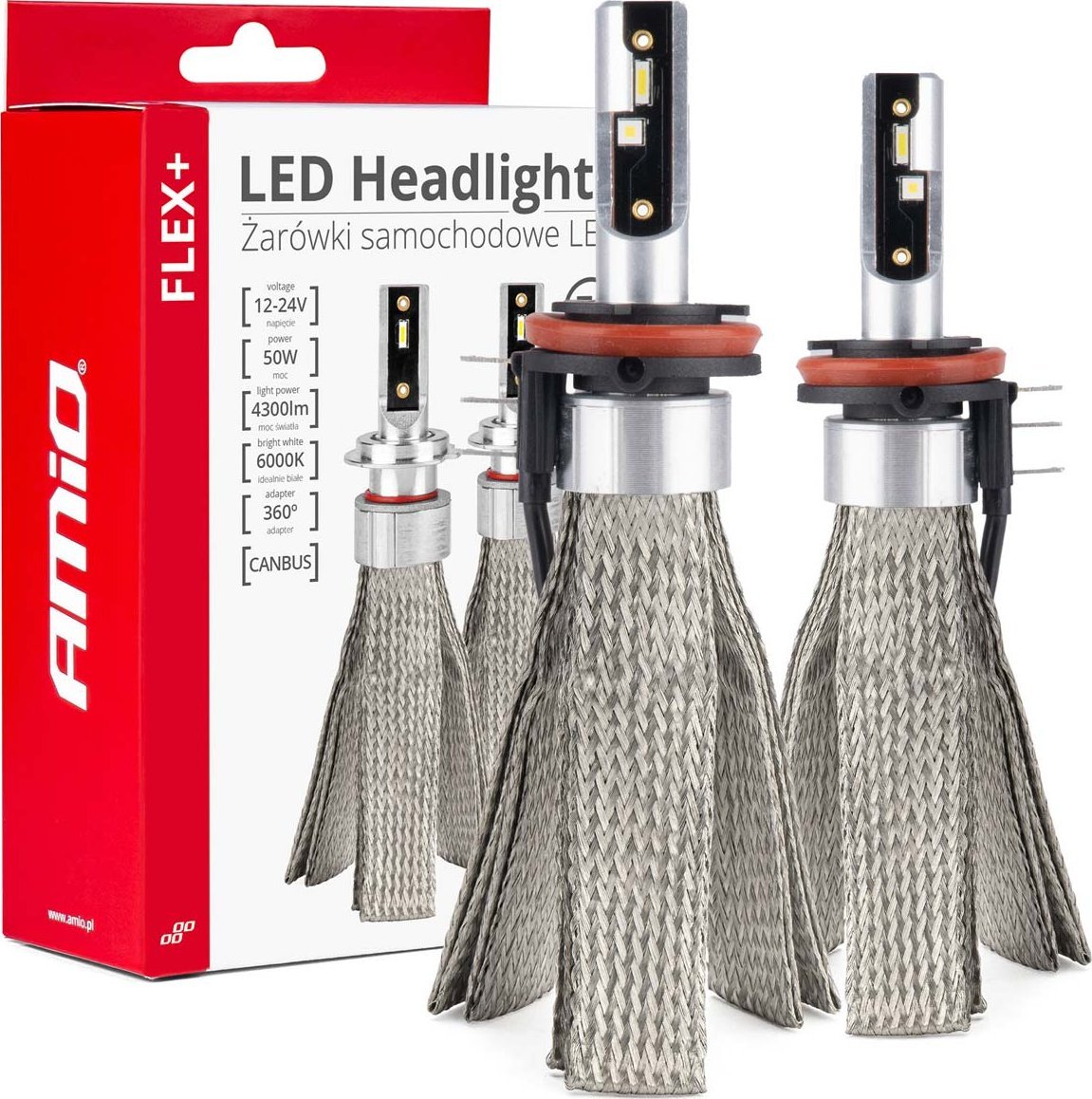 AMiO Żarówki samochodowe led seria flex+ h15 6000k 12v 24v canbus amio-03666