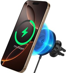 Spigen Uchwyt samochodowy OneTap Pro 4 ITQ12W AirVent Clip Qi2 15W do MagSafe na kratkę nawiewu, czarny