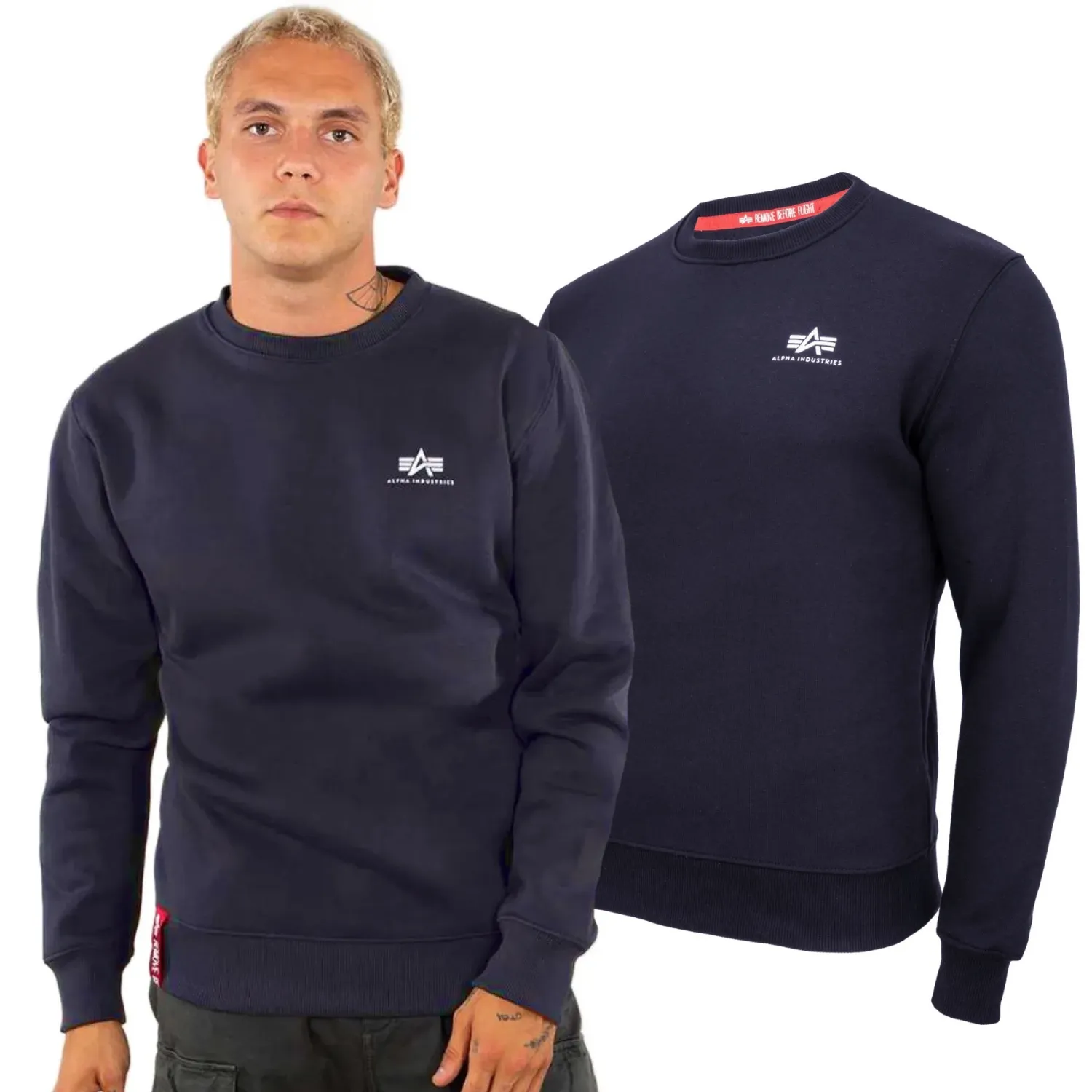Bluza Alpha Industries Small Logo Basic 188307 07 - Granatowa  S