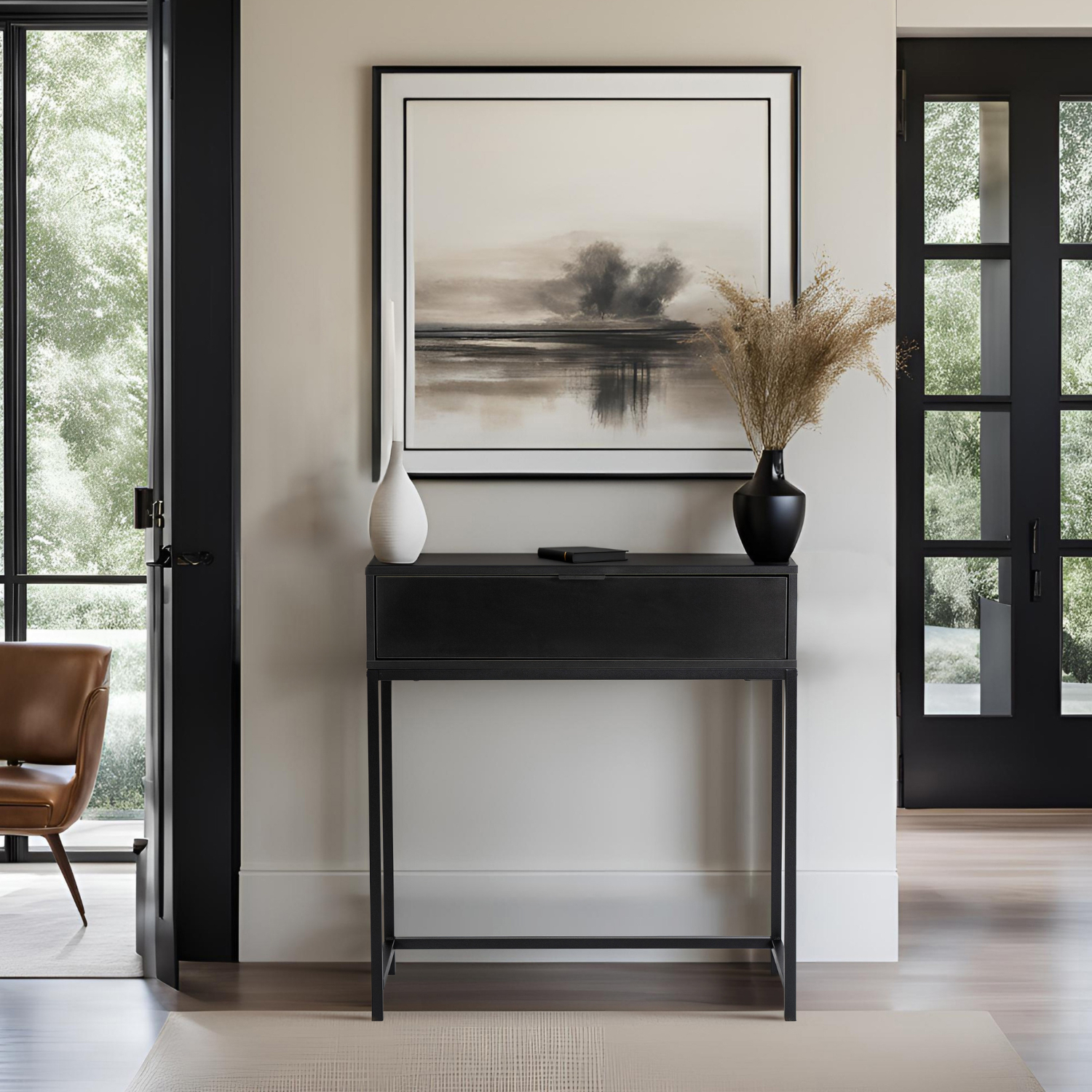 Toaletka z Szufladami PETRA Czarna Konsola Kosmetyczna Loftowa