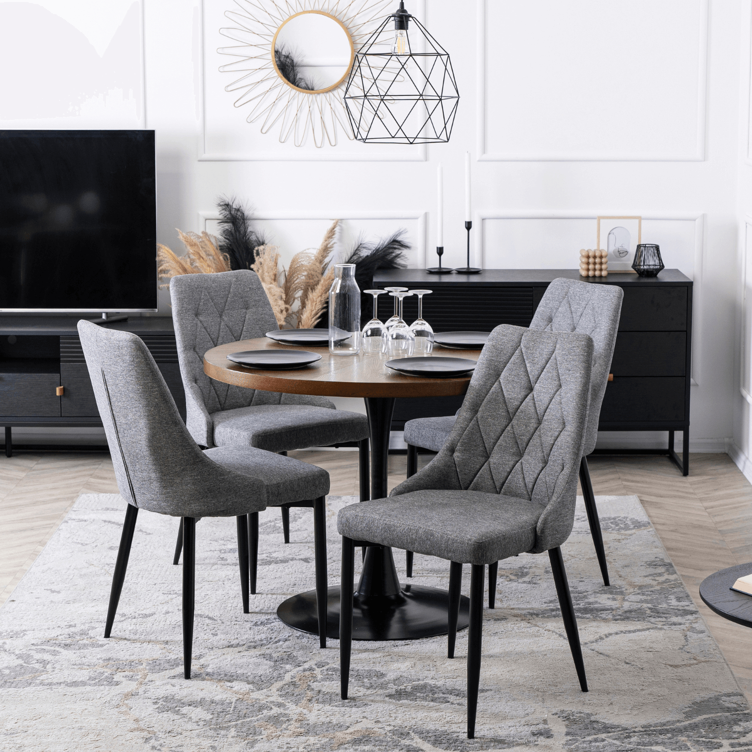 Krzesło Tapicerowane do Salonu CORK 2 Szare Nowoczesne Loft