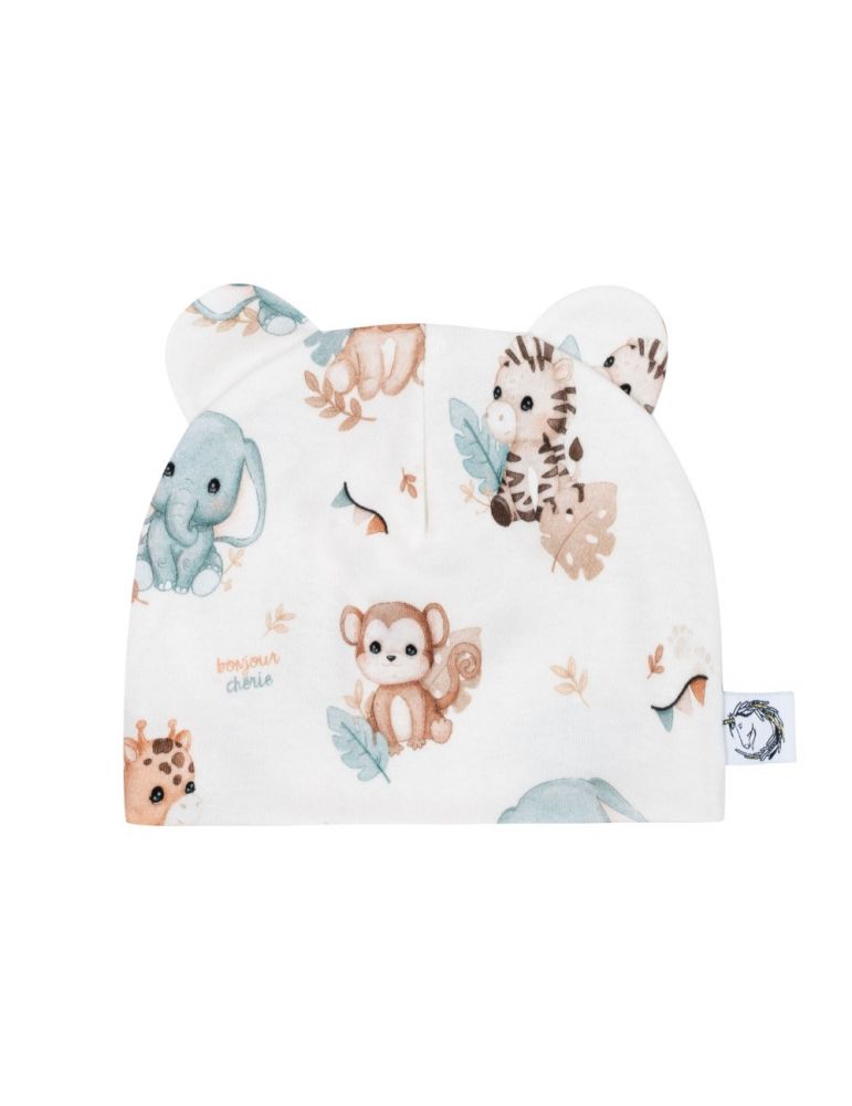 Bonjour Cherie Czapeczka niemowlęca bawełna organiczna Safari, Rozmiar: 62