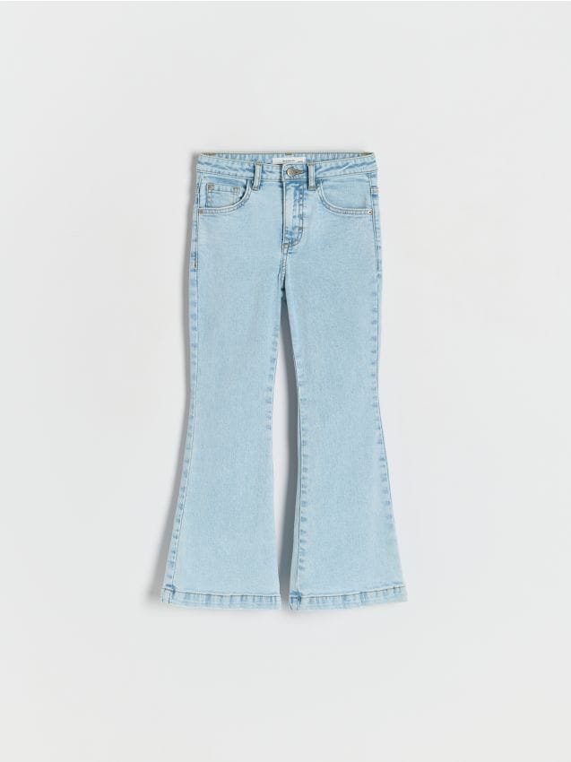 Reserved - Jeansy flare high waist - niebieski