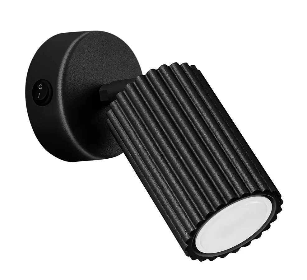 Czarny metalowy kinkiet z włącznikiem - D291 D1-M15