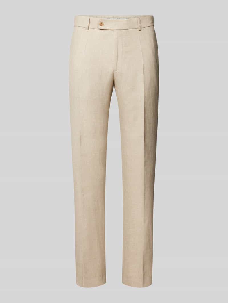 Spodnie lniane o kroju slim fit w kant model ‘Shiver’