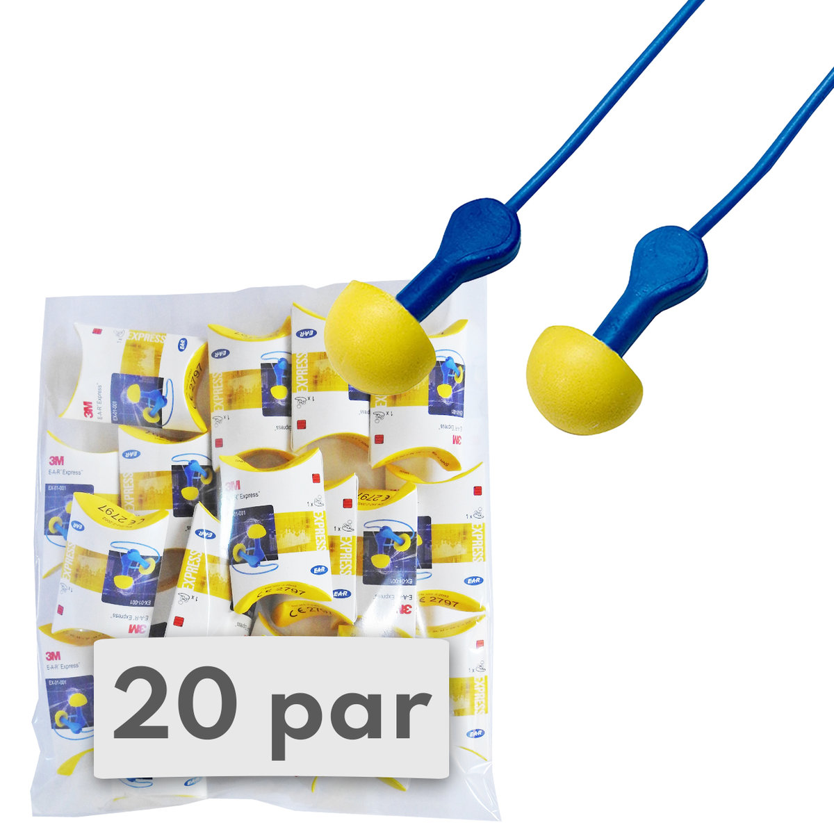 Zatyczki do Uszu Ear Express z żyłką 20 par, wyciszające